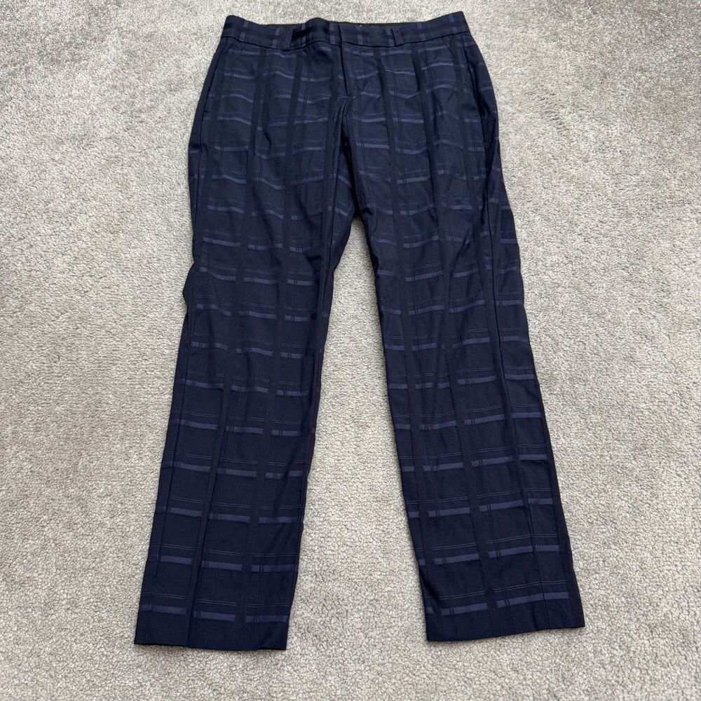 Banana Republic Avery Madras Plaid Ankle Dress Pants Womens 00P Blue Mid Rise
